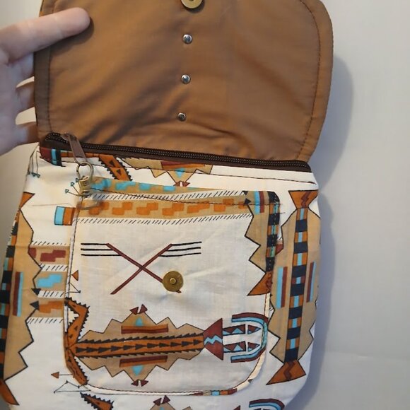 New Western Aztec print Shoulder Bag Purse Cowgirl Brown Turquoise Southwestern - Picture 4 of 10